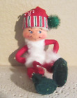 Annalee Elf Pixie 2005 Christmas Holiday Doll Posable Candy Cane Striped Red