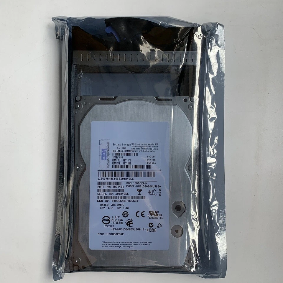 49Y1870 49Y1866 49Y1869 IBM 600GB 15K 6GB LFF SAS 3.5'' Hard Drive W/TRAY - Image 1 of 4