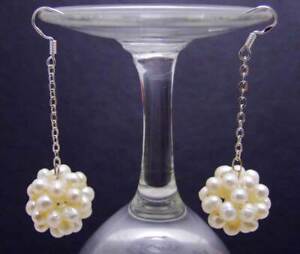 18-20mm White Pearl Handwork Weaving Round Ball Dangle Earring for Women Jewelry