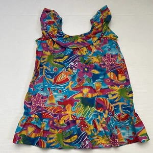 Vintage Hilo Hattie Girls Dress Made In Hawaii 100% Cotton Sz 4 - Picture 1 of 4