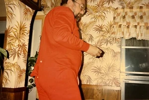 Man In Long Red Underwear Flap In Back Picture Vintage Photograph - Picture 1 of 2