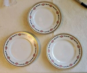 3 France Limoges for L. Bernardaud Double Gold Trim Roses Dessert Plates - Picture 1 of 3