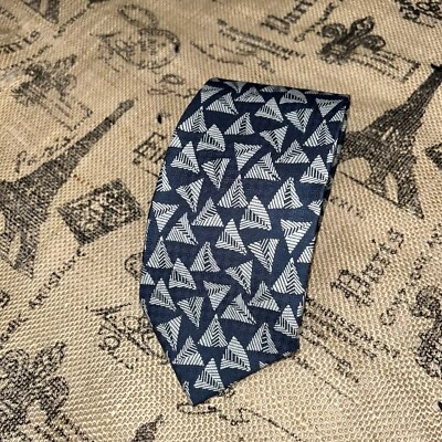 Corbata de seda con estampado de triángulo azul marino/gris Pierre Balmain para hombre  Foto 1 de 4