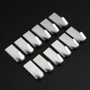 12/24 Self Adhesive Strong Sticky Hooks Heavy Duty Wall Seamless Stainless Steel - Picture 1 of 9
