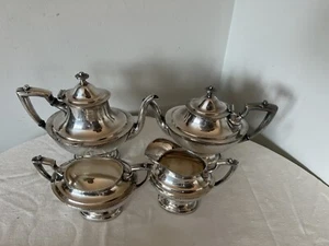 Vintage Wallace EPNS 4-teiliges versilbertes Teekanne Set silber gelötete Basis Art Deco - Bild 1 von 9