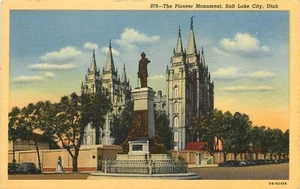 Postal de autos antiguos Pioneer Momument Salt Lake City Utah UT - Imagen 1 de 2