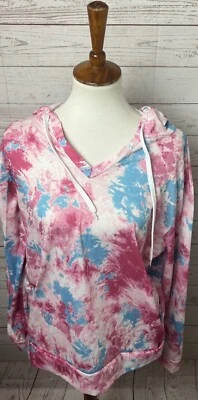 Camisa con capucha Bobbie Brooks rosa/azul tie dye para mujer talla 1X Foto 1 de 4