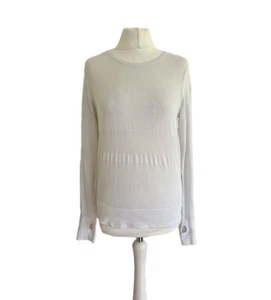 Lululemon Womens Breeze By Perforated Long Sleeve Tee White Running.Medium-UK 12 - Picture 1 of 10