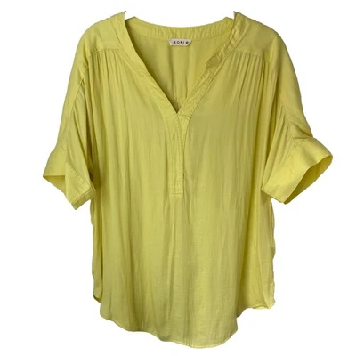 Pulôver Kori America amarelo boho praia Lagenlook MED festival camponês boho - Imagem 1 de 4