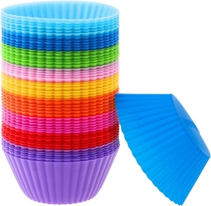 54 Pack Reusable Silicone Muffin Cupcake Holders - Picture 1 of 5