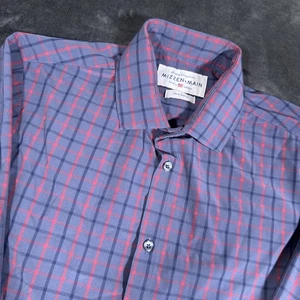 Mizzen+Main Leeward Button Up Shirt Mens Large Trim Fit Check Blue Corpcore - Picture 1 of 7