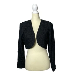 Vintage Brillante von J.A. Schwarzes Bolero-Jacke mit Perlenspitze Damen Größe M - Bild 1 von 13