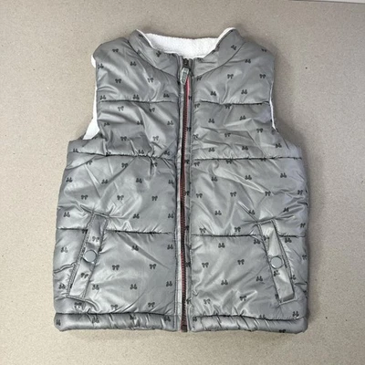 Chaleco Carters Niñas 5 Gris Estampado de Lazo Puffer Sherpa Forrado de Vellón Prendas Exteriores de Invierno Foto 1 de 4