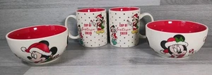 Disney Mickey And Friends Minnie Mouse Festive Cheer Mug Bowl X 2 Fine China - Foto 1 di 19