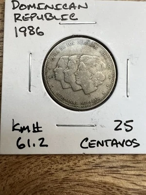 Republica Dominicana 1986 Coin 25 Centavos - Dominican Republic 25 Cents Coin - Image 1 of 2