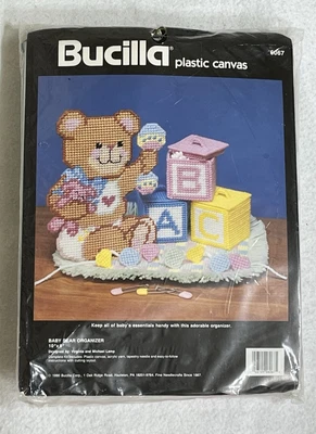 New 1990 Bucilla Baby Bear Plastic Canvas Kit Organizer Nursery Sealed NIP - Image 1 of 3