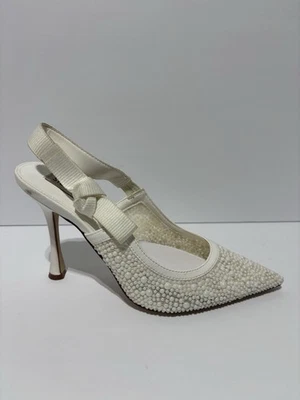 Steve Madden Women’s Bri, White Pearl Slingback Pumps, Size 8 M - Image 1 of 4