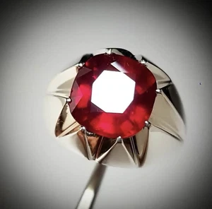 10 Carats Ruby Ring, Natural Ruby 925 Sterling Silver Yaqoot Ring For Men - Picture 1 of 3