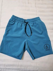 Boys Volcom Blue Drawstring Shorts With Right Back Pocket,Size Small. - Picture 1 of 4