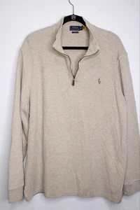 Polo Ralph Lauren Sweater Mens XL Brown Estate Rib Quarter Zip Pony Logo - Picture 1 of 12