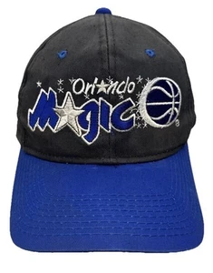 Vintage 90s NBA Orlando Magic Script Spellout Black Snapback Hat Drew Pearson - Picture 1 of 11