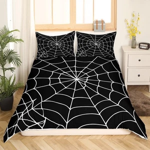 Spider Web Bedding Set Full Size Halloween Decorations Comforter Cover Set fo... - Picture 1 of 6