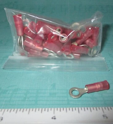ETC Red #8 M4 Nylon Insulated Ring Terminal Wire Crimp Connector 22-18AWG 45-PK - Image 1 of 4
