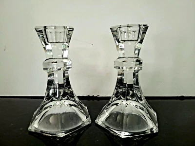 Juego de 2 candelabros de luz única TOWLE (24% cristal de plomo) Autria 5" Foto 1 de 3