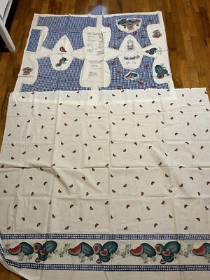 Vtg Daisy Kindgom Fabric Watermelon Border  Blue Check Bodice Jumper Pattern - Image 1 of 4