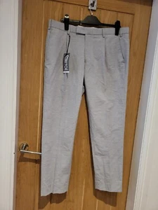 New Moss Dress Trousers - London - Cropped Stretch - 36 Inches - Cotton Linen - Picture 1 of 5