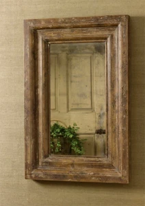 PRIMITIVE DISTRESSED WOOD WALL MIRROR LARGE RUSTIC WOODEN FRAME BY PARK DESIGNS - Picture 1 of 2
