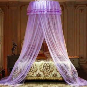 Purple Lace Bed Canopy Mosquito Net for Girls - Picture 1 of 9