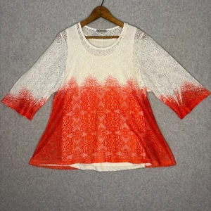 Blusa Cami Kate & Henry XL Para Mujer Superposición de Encaje Blanco Rojo Naranja Ombré Hippie - Imagen 1 de 9
