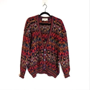 Rare Vintage Peruvian Connection Alpaca Handmade Southwest Cardigan Size L - Picture 1 of 8