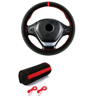 Car Steering Wheel Cover Braid With Needle Thread 38cm Interior Accessories Red - Image 1 of 4