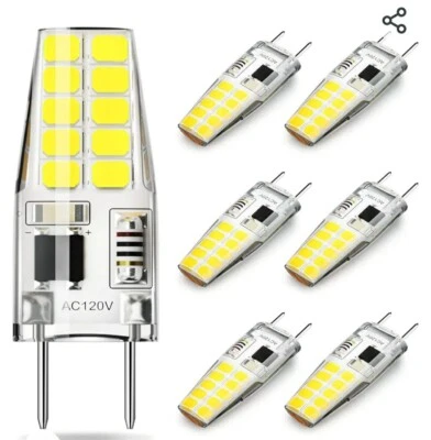 6Pcs G8 Led Bulb Dimmable 120v T4 Bulb 20w Warm White 3000k Under Cabinet Light - Image 1 of 4