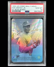 1992 Upper Deck Comic Ball 3 Ken Griffey Jr. w/ Bugs Bunny Hologram PSA 10 Pop 3