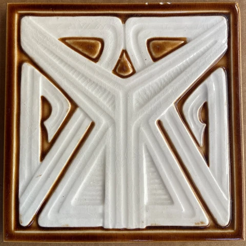 GERMANY - VILLEROY & BOCH - ANTIQUE ART NOUVEAU MAJOLICA TILE C1900 Cover