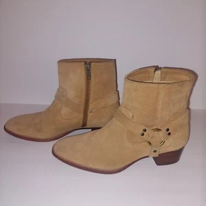 $368 - FRYE Dara Sand Suede Leather Harness Bootie Size 8B - Picture 1 of 9