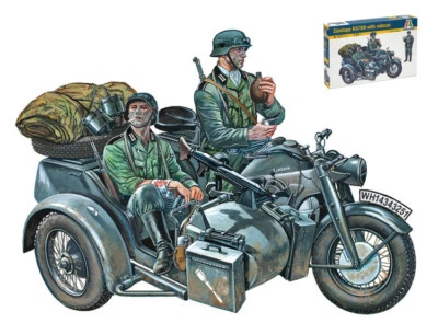 KIT MODELLINO MILITARE STATICO ITALERI MOTO ZUNDAPP KS750 W/SIDECAR SCALA 1:35 - Immagine 1 di 4