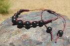 Shungite Bracelet - Polished Beads - Macrame Woven - Adjustable Red Cord - EMF