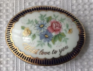 Vintage “With Love To You” Porcelain Cobalt Trinket Box, Mother’s Day 1986 - Picture 1 of 9
