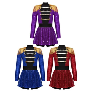 Girl Circus Ringmaster Sequin Dance Leotard Tutu Dress Costume Christmas Cosplay - Picture 1 of 37