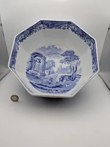 Spode Italian Blue & White Large Octagonal Serving Bowl 25cm Wide x 12.5cm Tall - Picture 1 of 7