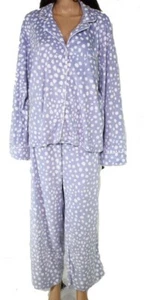 Donna Karan Luxurious Velour Pajamas 2 Piece Set Size 3X Periwinkle Dot $82 NWT - Picture 1 of 9