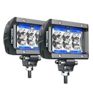 MICTUNING Pair 4" 18W LED Pods SPOT LED Light Bar White & Iceblue Off Road Lamp - Picture 1 of 12