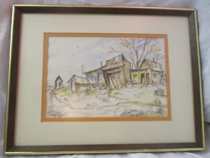 Vintage Original Art Watercolor Painting Tumbleweeds Tumbledowns by Reba - Picture 1 of 7