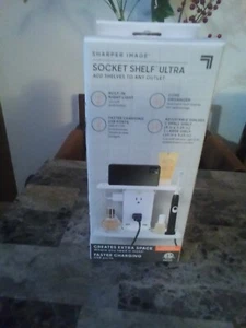 Sharper Image Socket Shelf Deluxe 8 Port Surge Protector Wall Outlet - White - Picture 1 of 5