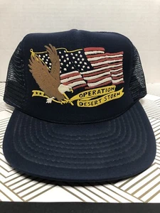 Vintage Operation Desert Storm Snap Back Truckers Hat Color Blue - Picture 1 of 3