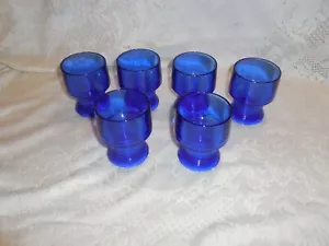 6 Vintage Cobalt Blue 8 oz Tumbler Glasses - Picture 1 of 5